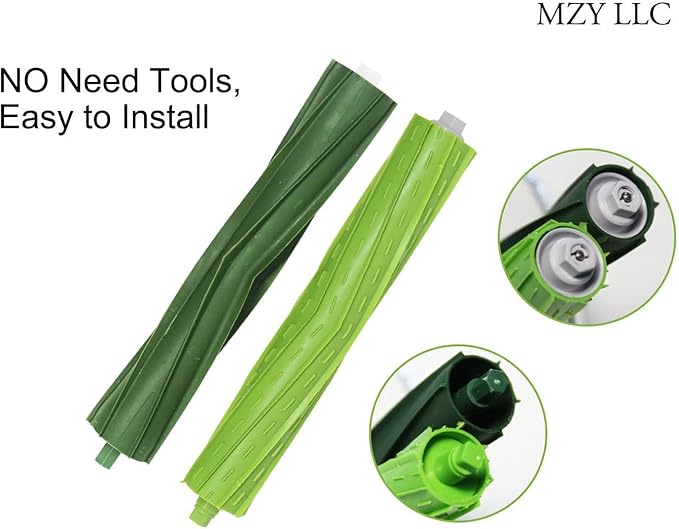 MZY LLC Replacement Parts for iRobot Roomba i7 i7+ i2 i3 i3+ i4 i4+ i6 i6+ i8 i8+/Plus j7 j7+ E5 E6 E7, I, E & J Series Vacuum Cleaner, 2 Set Rubber Brushes, 8 HEPA Filters and 8 Side Brushes