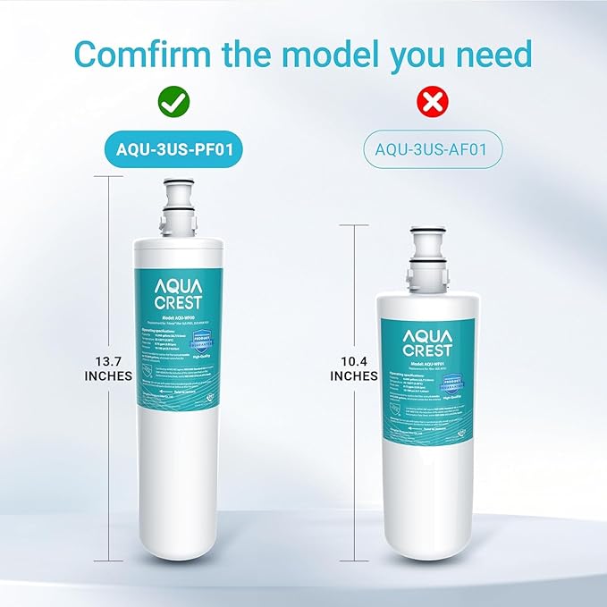 AQUACREST 3US-PF01 Under Sink Water Filter, NSF 42 Certified Replacement for Advanced 3US-PF01, 3US-MAX-F01H, 3US-PF01H, Delta RP78702, Manitowoc K-00337, K-00338 Water Filter (Pack of 2)