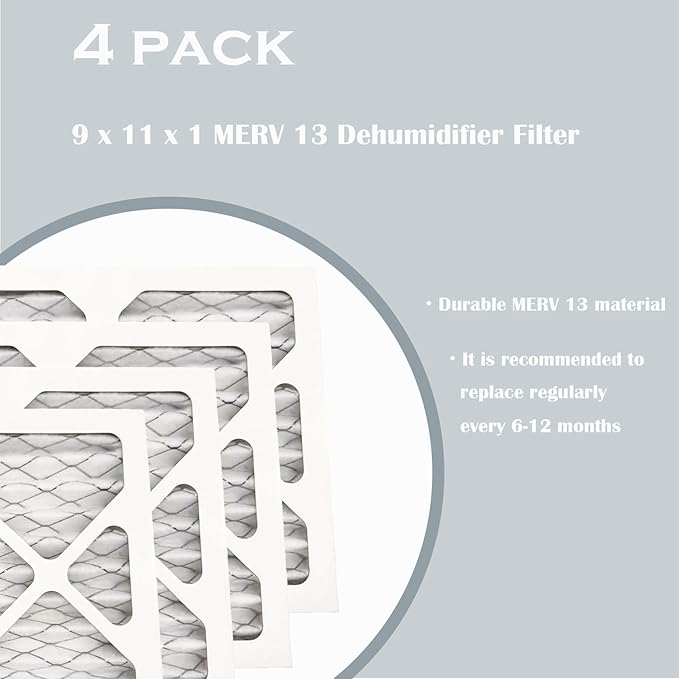 9 x 11 x 1 Air Filter for Santa Fe Compact70 Dehumidifier Ultra70 Element Compact2 UA 65H, 4 Pack
