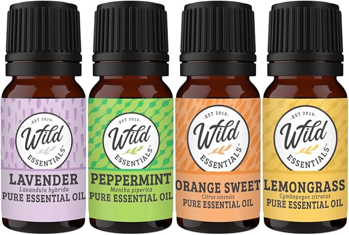 Wild Essentials Sunflower Essential Oil Car Vent Diffuser Kit, Lavender, Lemongrass, Peppermint, Orange Oils, Stainless Steel Locket Pendant, 8 Refill Pads, Customizable Color Changing Air Freshener