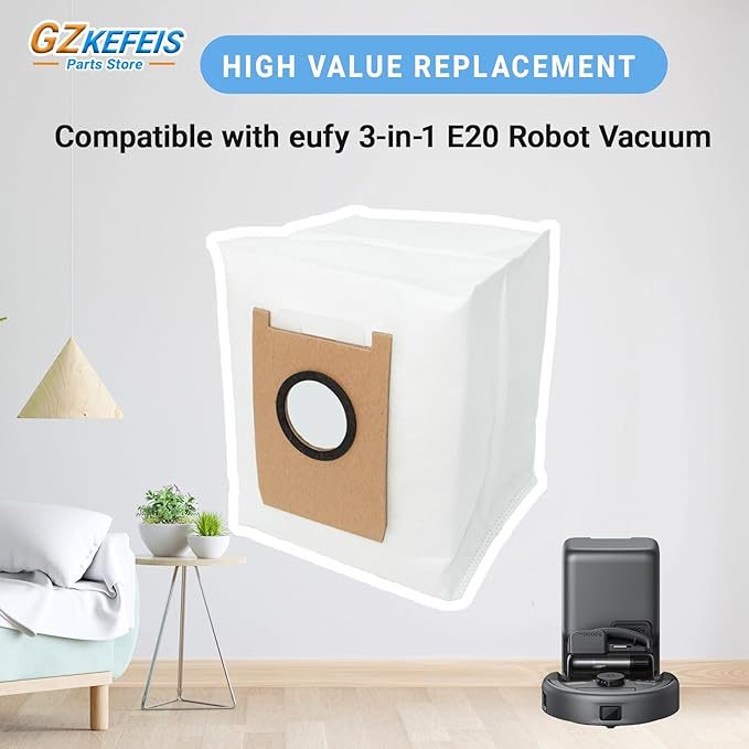 10-Pack Dust Bags Compatible with eufy 3-in-1 E20 Robot Vacuum - 3L Large Capacity Replacement Parts, Durable Dust Filter for Long-Lasting Home Cleaning