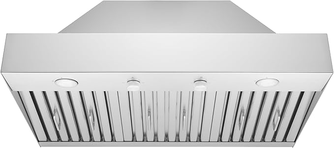 Hauslane Range Hood Insert 30 Inch,Stainless Steel Built-In Range Hood with 3-SPEED Dual Control Knobs,Dishwasher-safe baffle filters,GU10 LED bulbs,6" Round Duct for Vented or Ductless