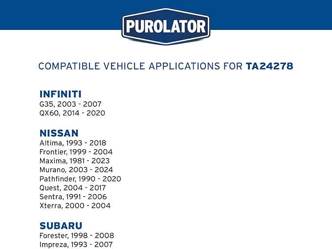 Purolator TA24278 PurolatorTECH Air Filter Compatible With Nissan Murano, Maxima, Pathfinder, Altima, Sentra, Frontier, Xterra, Quest, INFINITI QX60, G35, Subaru Forester and Impreza