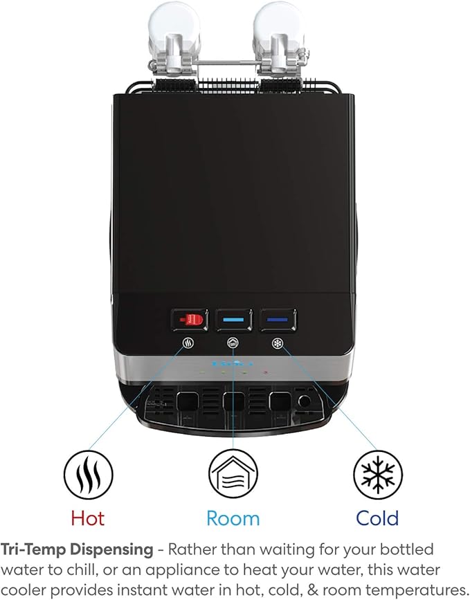 Brio Countertop Self Cleaning Bottleless Water Cooler Dispenser with Filtration - Hot Cold and Room Temperature Water. Free Extra Replacement Filters Included - UL/Energy Star Approved