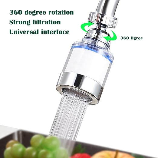 2-Pcs Sink Water Faucet Filter,360 Degree Rotating Faucet Filter Water Filter Purifier for Kitchen,Bathroom Sink,Removes Sediment and Large Impurities,with 6 Filter Cartridges