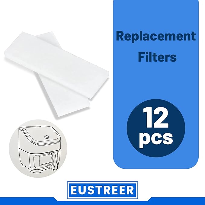 12 Pcs Air Fryer Replacement Filters for 6QT Instant Vortex Plus Air Fryer with ClearCook and OdorErase, Replacement Odor Erase Air Filters for Instant Vortex Plus 6QT