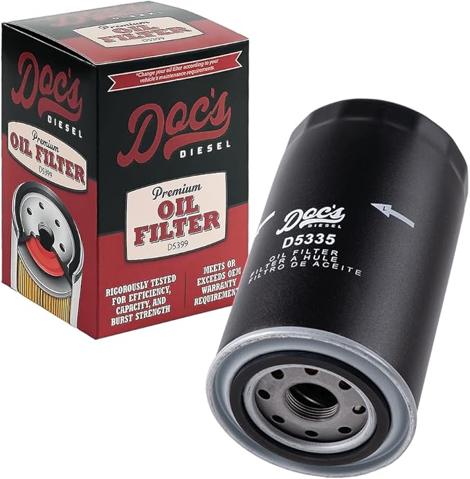 Doc's Diesel Oil Filter 12-Pack D5335-12 | Compatible with RAM 6.7L Cummins 2500, 3500, 4500, 5500 2007.5-2024, RAM 5.9L Cummins 2500, 3500, 4500, 5500 1989-2007.5 | Replaces 05083285AA
