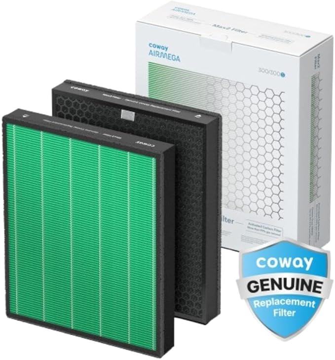 Coway AIRMEGA Max 2 Air Purifier Replacement Filter Set for 300/300S, green/black, 1256 sq. ft. (3111635)