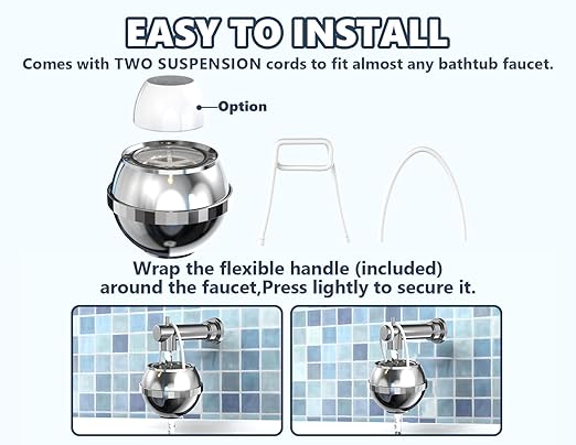Bathtub Water Filter for Tub with Overflow,2,500 Gallons of Filtration,8 Stages Bath Filter,Remove contaminants,Chlorineand Fluoride,HardWater Softener,BPA Free(Upgrade Version),Chrome