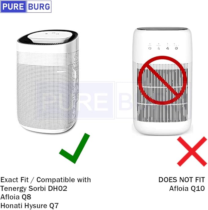 PUREBURG Replacement Filter Compatible with Afloia AQ8 Q8 & Honati Hysure Q7,Tenergy Sorbi 2-in-1 Dehumidifier (1000ML), 3-Pack HEPA