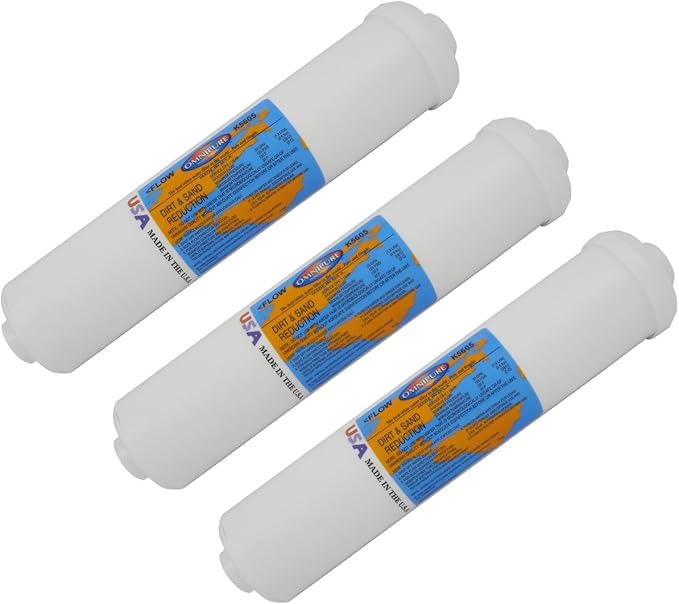 IPW Industries, Inc. - Omnipure (K5605-JJ) 5 Micron Sediment Inline Filter - 12" x 2.5" and 1/4" OD Quick Connect for Reverse Osmosis System (3-PACK)