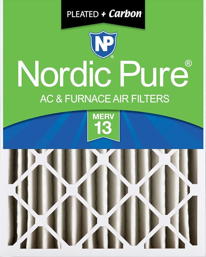 Nordic Pure 16x20x4 (Actual Size: 15 1/2 x 19 1/2 x 3 5/8) Pleated Air Filters MERV 13 Plus Carbon 1 Pack