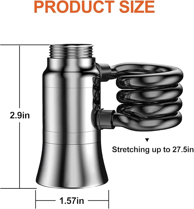 Metal Faucet Extender Aerator for Bathroom Sink - Faucet Sprayer Attachment with Stretchable Hose - 2 Mode Sink Sprayer Attachment for Faucet - Anti-Clogging Design