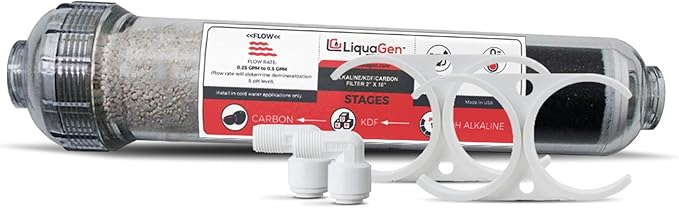 ALKALINE/ KDF/CARBON DRINKING RO WATER FILTER INLINE 10'x 2' and 2 ELBOWS