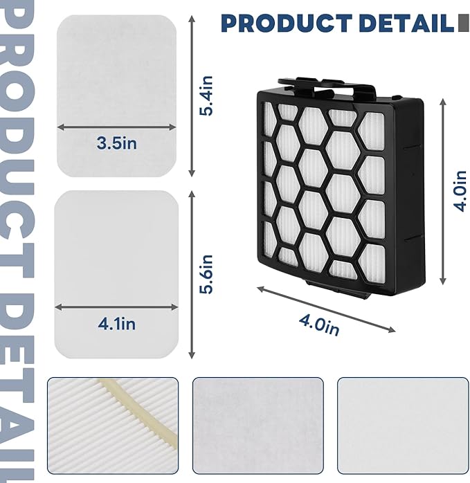 Vacuum Filters Replacement for Shark Navigator Zero-M Self-Cleaning Brushroll Pet Pro Upright Vacuum ZU60 ZU62 ZU62C NV150 NV151 NV255 NV181,1 HEPA Filter, 2 Foam 2 Faux Felt Filters