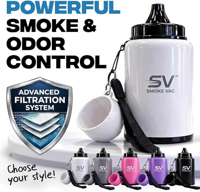 SmokeVac Handheld Personal Air Filter with 4-Layer Filtration & One-Way Check Valve – Portable Mist Eraser & Odor Eliminator for Home, Car, Travel & Events (Black)