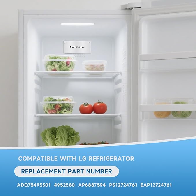 Refrigerator Fresh Air Filter Cover Decor Replace#: ADQ75493301 Compatible with LG ThinQ LRMVS3006S LRMDS3006S LLMXS3006S LRMDS3006D LRMVC2306S LRFDS3016S LRFVC2406S LRFXC2416S LRFXC2406D