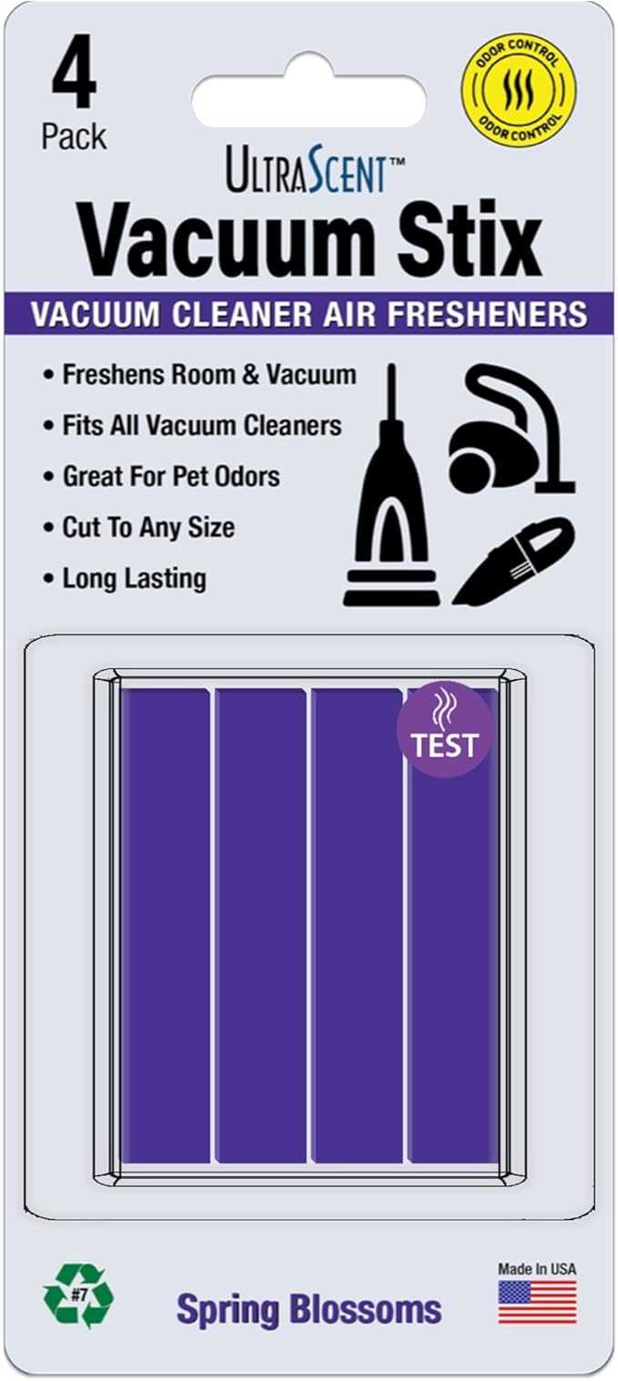 Vacuum Stix, Vacuum Deodorizer & Air Freshener Sticks for All Vacuums, Long-Lasting Vacuum Cleaner Deodorizer, Non-Toxic, Made in USA (1-Pack (4 Stix), Spring Blossoms)