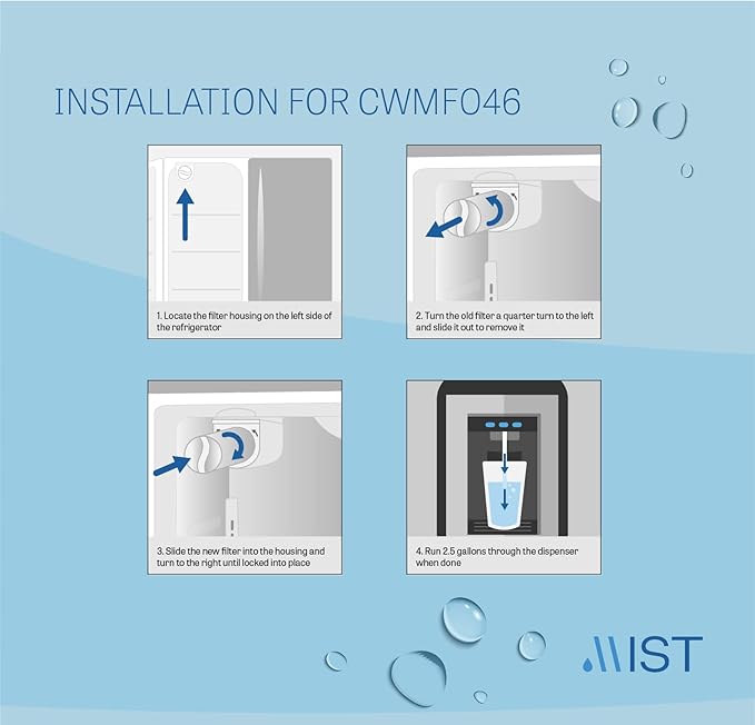 Mist 5231JA2006A Refrigerator Water Filter Replacement for LG LT600P, 5231JA2006B, Kenmore 9990, Fridge LFX25960ST – NSF 42 Certified – 3 Pack
