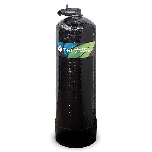 Tier1 Whole House Chlorine Filter | 300,000 Gallon Capacity | Pre-Filled Carbon Tank with 0.5 Cubic Foot of Premium Acid-Washed Granular Activated Carbon | Home Water Filtration System