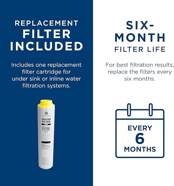 GE Icemaker & Refrigerator System, Exterior Connection, Ice for Beverages, Reduce Chlorine Taste & Odor for Better Water, Replace Every 6 Months, GXRLQK