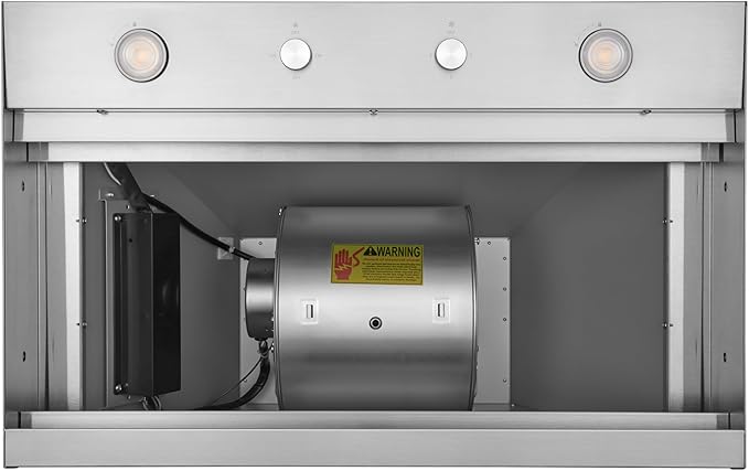 Hauslane Range Hood Insert 30 Inch,Stainless Steel Built-In Range Hood with 3-SPEED Dual Control Knobs,Dishwasher-safe baffle filters,GU10 LED bulbs,6" Round Duct for Vented or Ductless