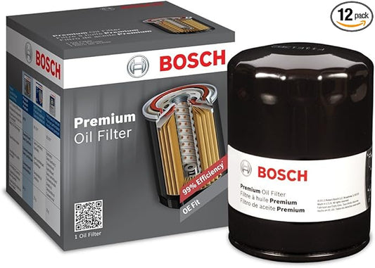 BOSCH 3330 Premium Oil Filter With FILTECH Filtration Technology - Compatible With Select Audi, Chrysler, Dodge, Ford, Jeep, Lexus, Lincoln, Mazda, Mercury, Saab, Toyota, Volkswagen (Pack of 12)