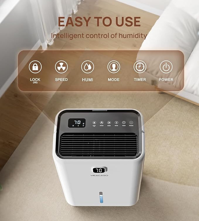 80 Pint Dehumidifier for Basement & Home up to 5500 sq.ft, Smart Humidity Control, Auto Defrost, Quiet Sleep Mode, Drain Hose Included, 3 Modes & 24H Timer