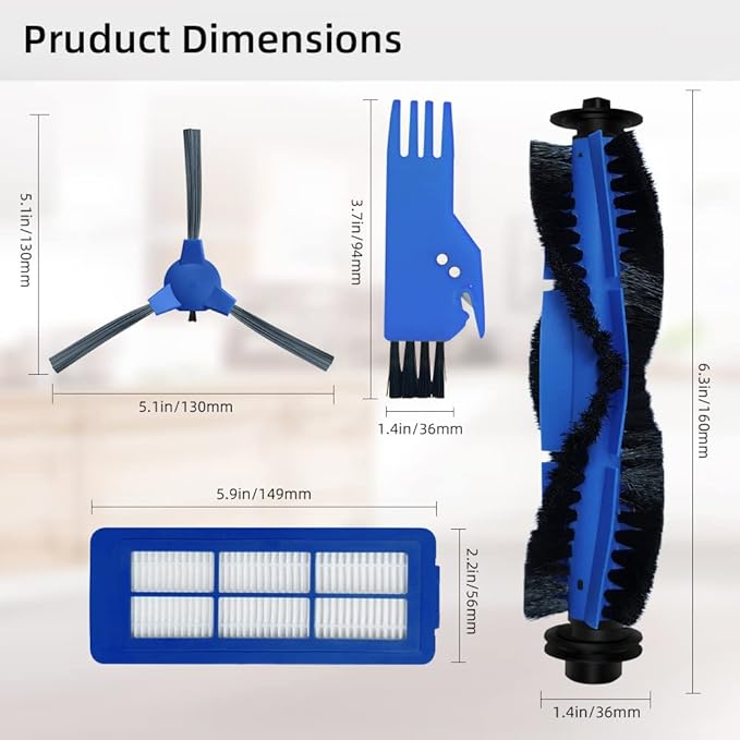 Spare Accessories Compatible for eufy 11S Max, 30C Max, 15C Max, G32 Pro, Robotic Vacuum Replacements: 1 Roller Brush 6 Side Brushes 5 Unibody Filter 𝙉𝙊𝙏 𝙛𝙤𝙧 𝟏𝟏𝐒 or 𝗚𝟯𝟬