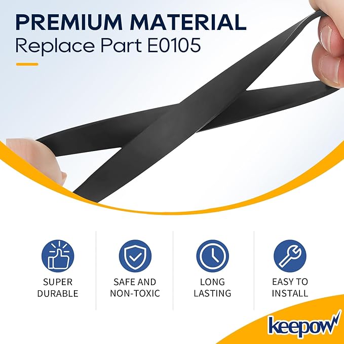 KEEPOW Vacuum Belt Compatible with Eureka Airspeed Compact Bagless Upright Vacuum Cleaner NEU100, NEU10AE4, NEU10AE5, NEU10AE2, NEU102 Series, Part #E0105, 2 Pack