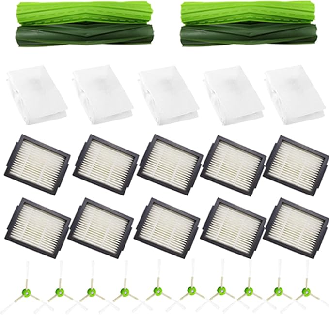 Brush Hepa Filter Accessory Kit Replacement Compatible with Roomba I & J Series i1 i3 i4 i6 i7 i8 J7 J5 J6 J8 J9 Including 2 Extractor 10 Filters 10 Side Brush & 5 Bags