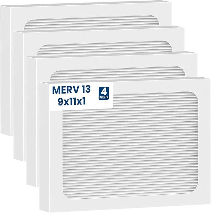 9 x 11 x 1 MERV 13 Replacement Dehumidifier Filter Compatible with Santa Fe Compact70, Ultra70, UA 65H dehumidifier Models, Element, Compact 2 Upgraded,4 Pack (White)