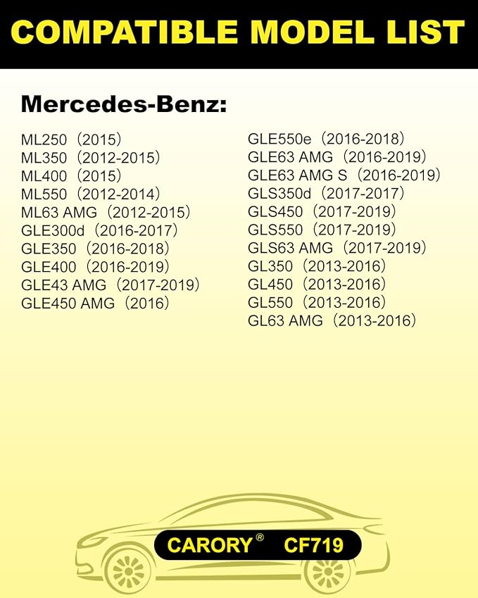 Cabin Air Filter w/Activated Carbon for Mercedes-Benz GLE350 (2016-2018), GLE400 (2016-2019), ML350 (2012-2015), GLS450 (2017-2019), OE# 1668300318, 1668307201, 2928300000, CF11719, XC10009C
