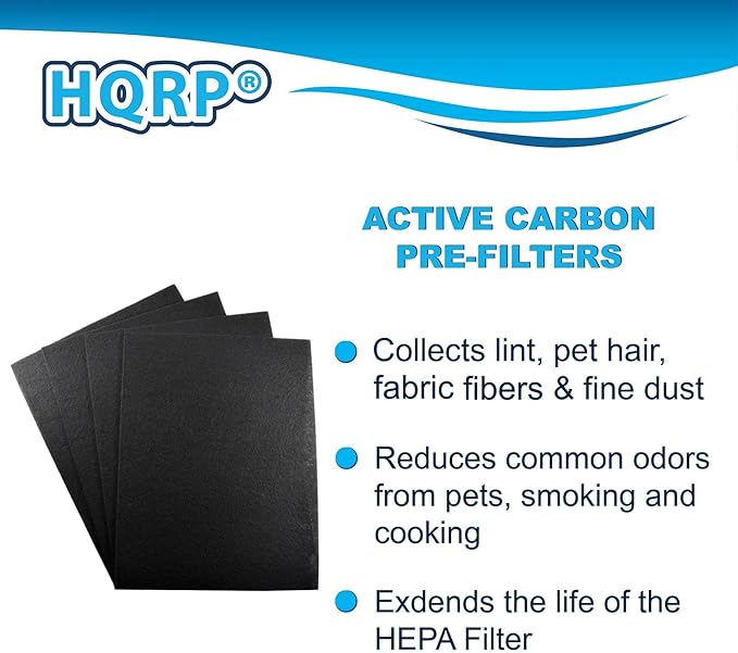 HQRP Air Filter Set (True HEPA + 4 Carbon) compatible with Winix 9000, 9500, 5000, 5000B, WAC9000, WAC5000 Ultimate Pet PlasmaWave, Winix 115115 Size 21 Filter A Replacement