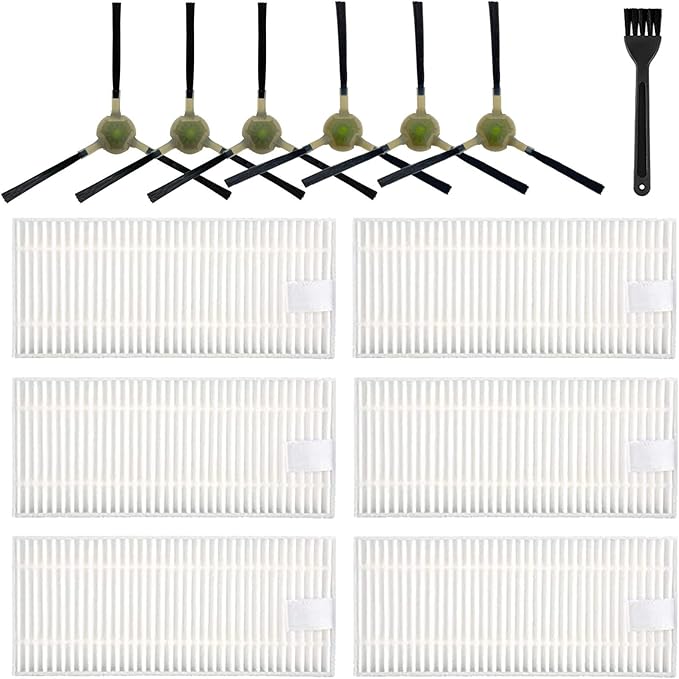 12 Pack Filter Replacement Compatible with OKP Life K2 K3 K3A K4 K5 and Lefant M210 M210S M210B M213 Robot Vacuum,okp life k2 replacement parts 6 Side Brushes,6 Filters