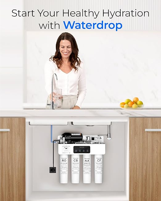 Waterdrop 𝐓𝟒-𝐑𝐂𝐀 Filter, Replacement for Waterdrop 𝐓𝟒-𝐀 Reverse Osmosis System (𝐂𝐅*𝟐 + 𝐂𝐁*𝟏 + 𝐀𝐋𝐊*𝟏), 1-Year Combo