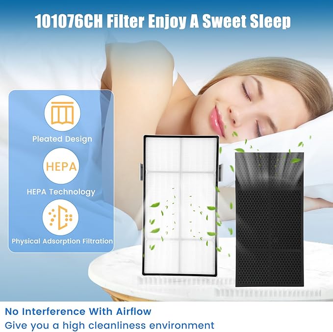 101076 Series Filter kit for Amway Atmosphere Air Purifier 101076CH/ 101076TH/ 101078, 101076CH Replacement kit with High Efficiency H13 HEPA Filter & Modified Activated Carbon Filter (25MM)