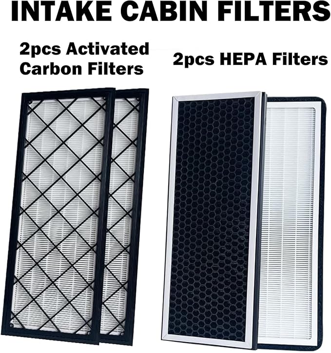 Intake Cabin Air Filters Compatible with 2020-2026 Tesla Model Y External Front Trunk Air Intake Filters 2025 2026 Juniper Intake Cabin Air Filtration 1658375-00-A 1658376-00-A 165837500A 165837600A