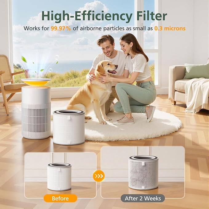 2 Pack Filter Compatible with SwitchBot Air Purifiers, 3-Stage HEPA Filtration with 2 Washable Filters, Compare to Part W5302310