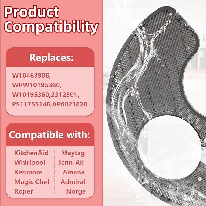 O-CONN WPW10463906 Dishwasher Filter Replacement - Compatible with Whirlpool, KitchenAid, Maytag, Kenmore, Amana