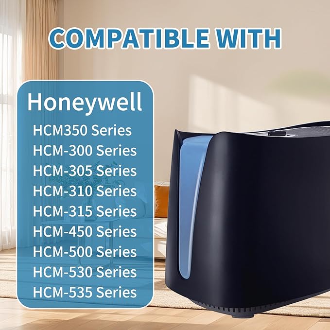 HAC-504 Humidifier Filter A Compatible with Honeywell HAC-504, HAC-504AW, HAC504V1, HCM-350, HCM-300, HCM-305T, HCM-310T, HCM-450, HCM710, HCM-600, HCM-500 Series & Cool Mist Humidifiers, 4Pack