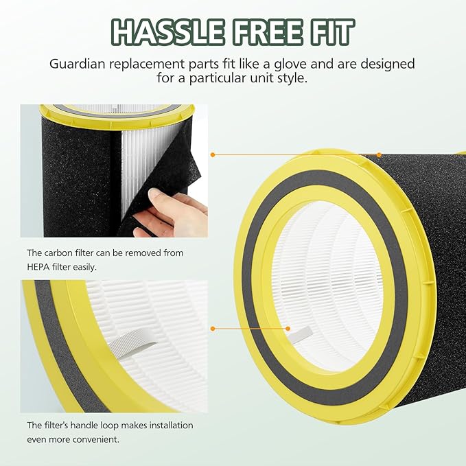 FLT4700 HEPA Filter M Replacement Compatible with G-Guardian AC4700 AC4700BDLX AC4711W AC4625 AC4625WDLX Air Purifier FLT4700 FLT47CB4, 2 HEPA + 4 Activated Carbon Filter (2+4)