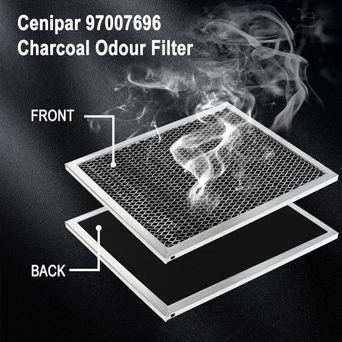 Cenipar 97007696 Range Hood Filter Charcoal Odour Filter for Range vent hood (8 3/4" X 10 1/2" X 3/8")-3 Pack