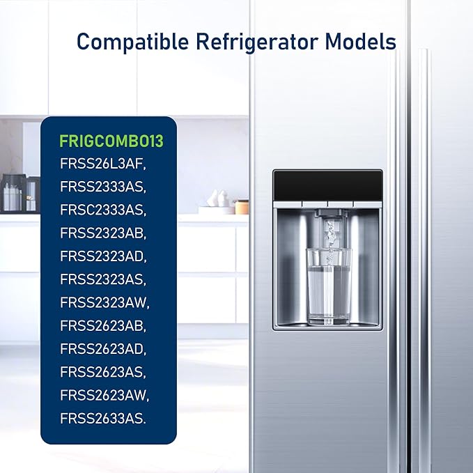 PWF-1 FPPWFU01 Water Filter & PureAir Ultra II PAULTRA2 Air Filter Combo, Compatible with Frigidaire FRIGCOMBO13, FRSS26L3AF, FRSS2333AS, FRSC2333AS, FRSS2323AB, 1 Combo