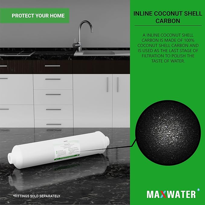 Post Activated Carbon Water Filter Replacement – 5 Micron Inline Filter – 10 inch Inline Carbon Filter– Under Sink and Reverse (10 Pack) Compatible with Standard RO Water Filtration Systems