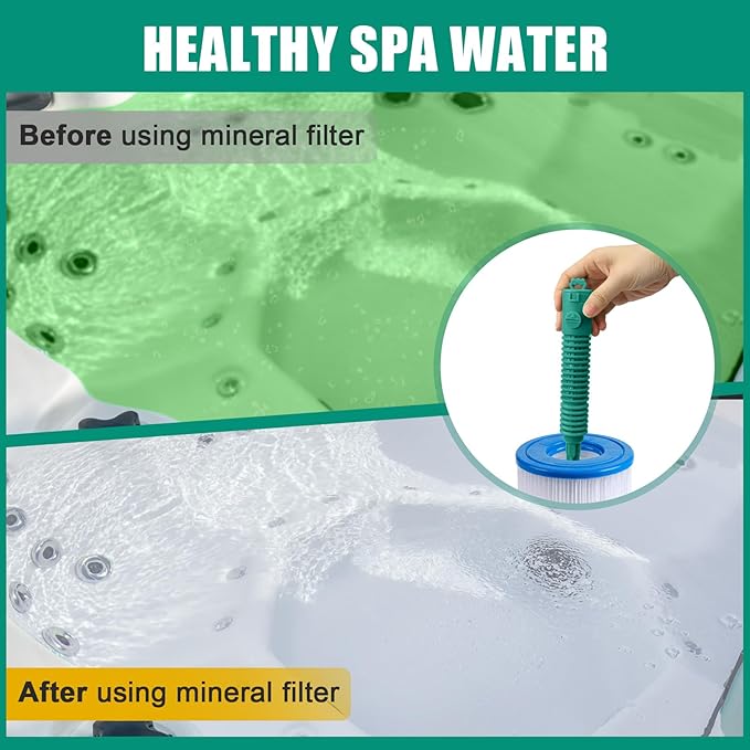 (Pack of 2) Replacement for Frog Filter Mate Mineral Cartridge, Prefilled Spa Stick Inserts for Hot Tubs, Reduces Chlorine/Bromine by 50%, Lasts 4 Months, Works for Frog Spa Sanitizing Systems