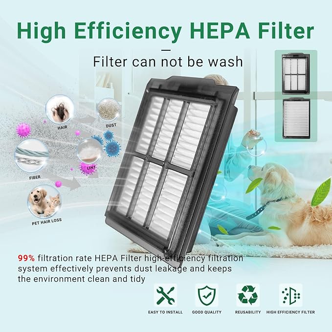 Roomba 505/405 Replacement HEPA Filter for iRobot Roomba Plus 505/405 Combo Robot Vacuum Cleaner 6 Pack Accessories Kit