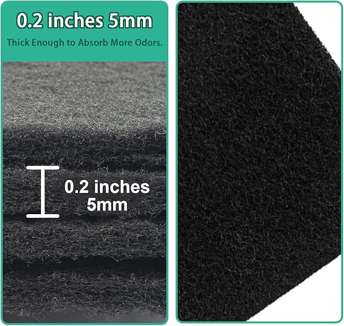 8 Pcs Charcoal Filters Compatible with Van Ness, 4.5 x 6.5" Replacement Activated Carbon Premium Filters for Cat Litter Box, Thickened and Durable,Eliminate Odor and Controls Moisture on Pet's Body