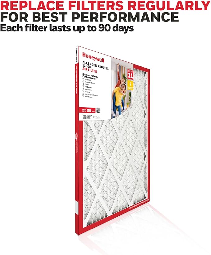 Honeywell 15x20x1 MERV 11 Allergen Reducer 11000 Electrostatic Pleated HVAC AC Furnace Air Filter (12-Pack) | Replacement Filter for Home Use | Made in USA