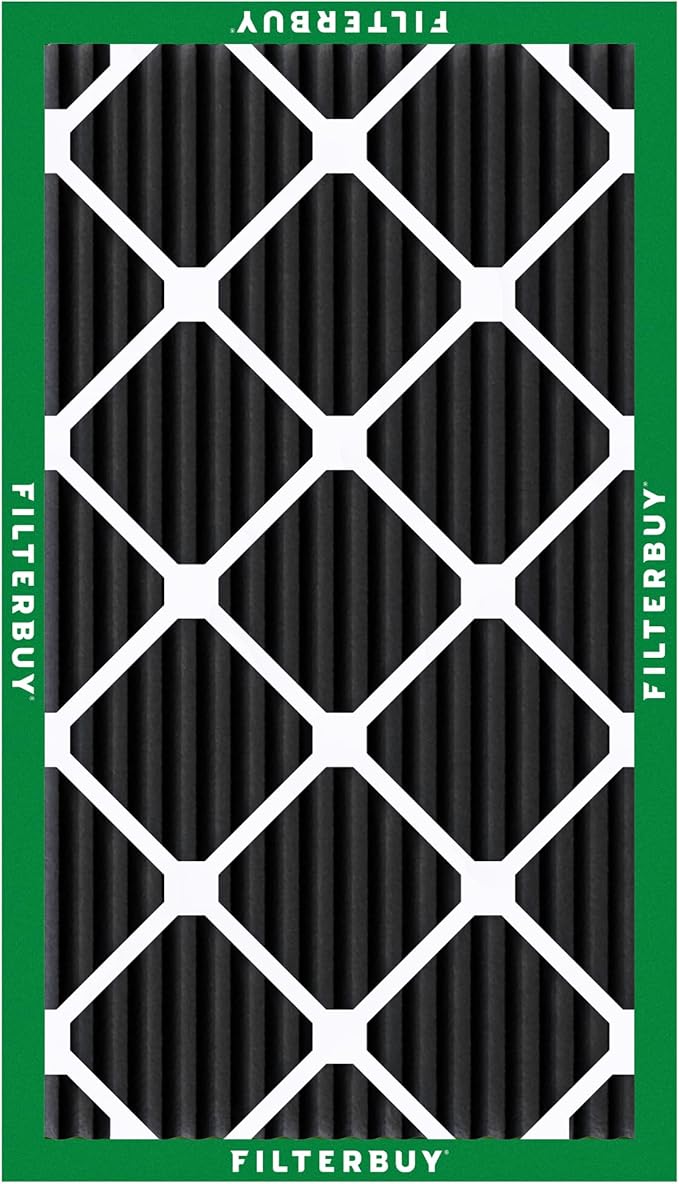 Filterbuy 10x20x1 Air Filter MERV 10 Odor & Allergy Defense with Activated Carbon (4-Pack), Electrostatic Pleated HVAC AC Furnace Filters Replacement (Actual Size: 9.50 x 19.50 x 0.75)
